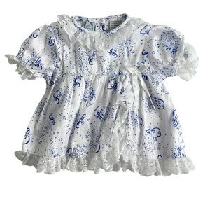 Vintage 90s White and Blue Little Lindsey Matching Set 9-12M